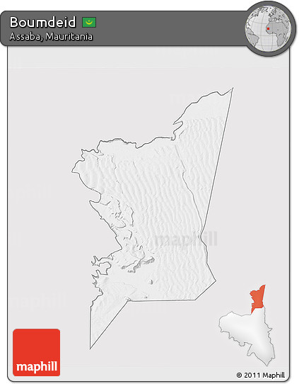 Silver Style 3D Map of Boumdeid, single color outside