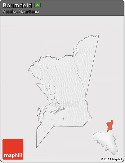 Silver Style 3D Map of Boumdeid, single color outside
