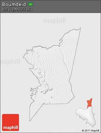 Silver Style 3D Map of Boumdeid, single color outside