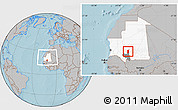 Gray Location Map of Boumdeid, highlighted country, highlighted parent region, within the entire country, hill shading