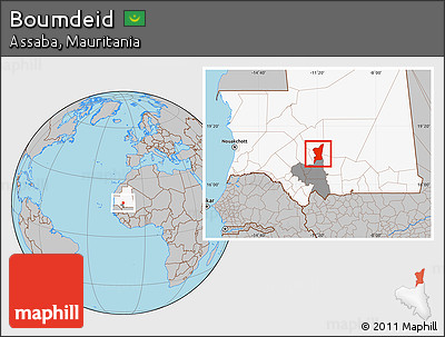 Gray Location Map of Boumdeid, highlighted country, highlighted parent region