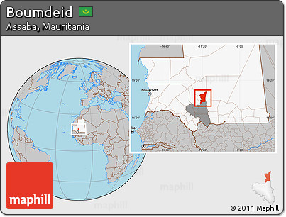 Gray Location Map of Boumdeid, highlighted country, highlighted parent region