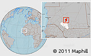 Gray Location Map of Boumdeid, highlighted parent region, hill shading