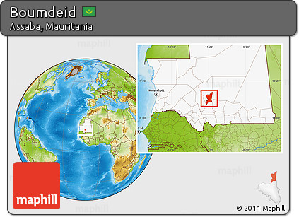 Physical Location Map of Boumdeid, highlighted country