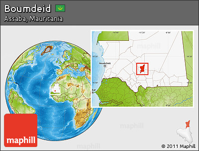 Physical Location Map of Boumdeid, highlighted country
