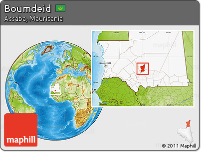 Physical Location Map of Boumdeid, highlighted country