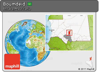 Physical Location Map of Boumdeid, highlighted country, highlighted parent region