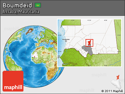 Physical Location Map of Boumdeid, highlighted country, highlighted parent region