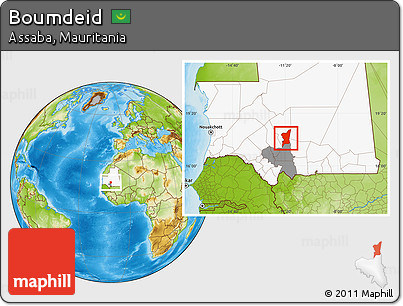 Physical Location Map of Boumdeid, highlighted country, highlighted parent region