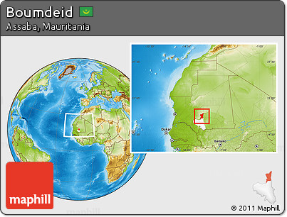 Physical Location Map of Boumdeid, highlighted parent region, within the entire country