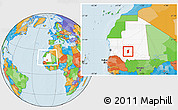 Political Location Map of Boumdeid, highlighted country, within the entire country