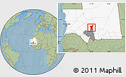 Savanna Style Location Map of Boumdeid, highlighted country, highlighted parent region, hill shading