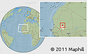 Savanna Style Location Map of Boumdeid, highlighted parent region, within the entire country, hill shading