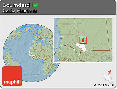 Savanna Style Location Map of Boumdeid, highlighted parent region, hill shading