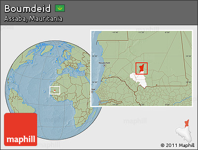 Savanna Style Location Map of Boumdeid, highlighted parent region, hill shading