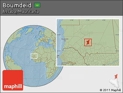 Savanna Style Location Map of Boumdeid, hill shading