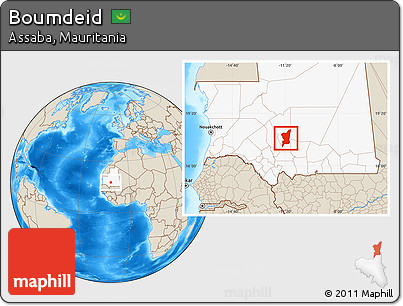Shaded Relief Location Map of Boumdeid, highlighted country