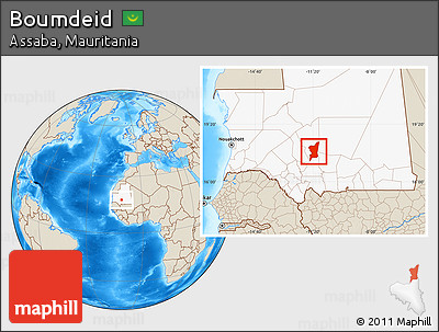 Shaded Relief Location Map of Boumdeid, highlighted country