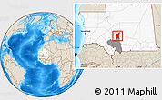 Shaded Relief Location Map of Boumdeid, highlighted country, highlighted parent region