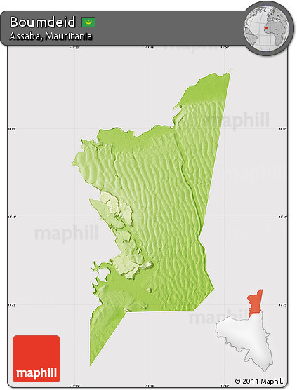 Physical Map of Boumdeid, cropped outside