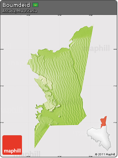 Physical Map of Boumdeid, cropped outside