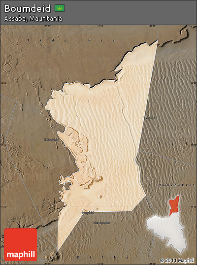 Satellite Map of Boumdeid, darken