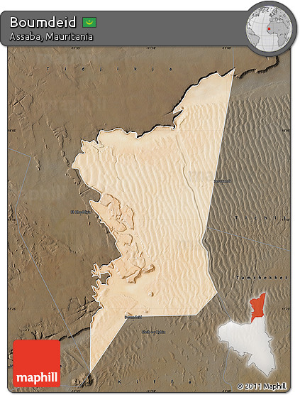 Satellite Map of Boumdeid, darken
