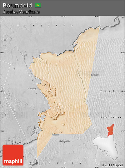 Satellite Map of Boumdeid, desaturated