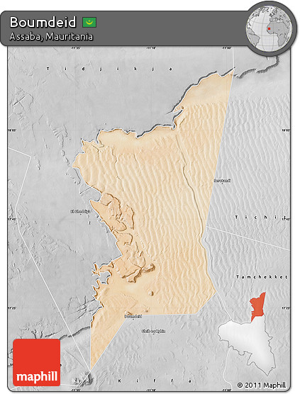 Satellite Map of Boumdeid, desaturated