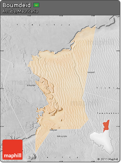 Satellite Map of Boumdeid, desaturated