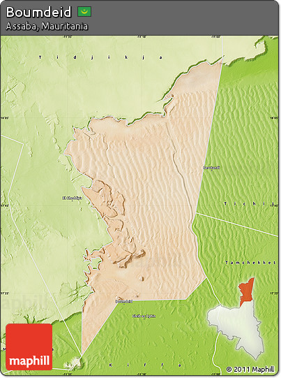 Satellite Map of Boumdeid, physical outside