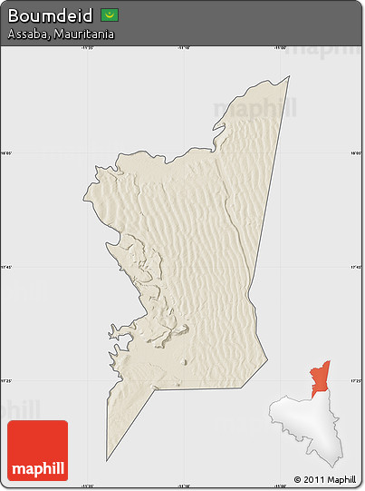 Shaded Relief Map of Boumdeid, single color outside