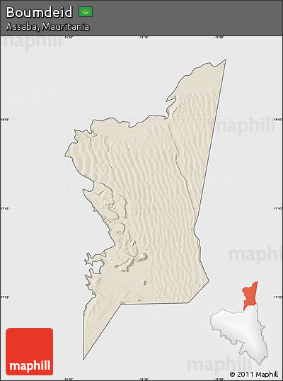 Shaded Relief Map of Boumdeid, single color outside