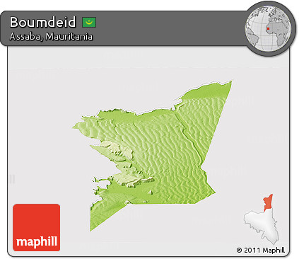 Physical Panoramic Map of Boumdeid, cropped outside