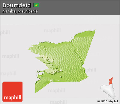 Physical Panoramic Map of Boumdeid, cropped outside
