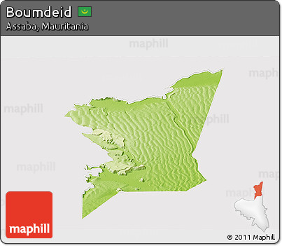Physical Panoramic Map of Boumdeid, cropped outside