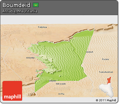 Physical Panoramic Map of Boumdeid, satellite outside