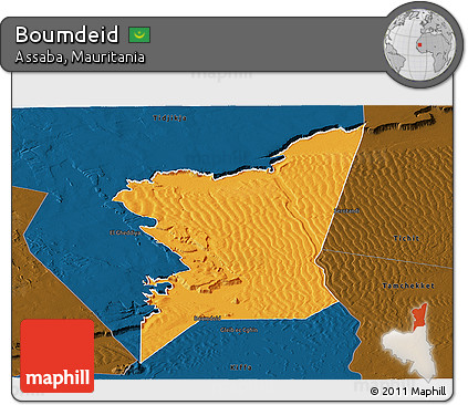 Political Panoramic Map of Boumdeid, darken