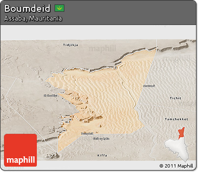 Satellite Panoramic Map of Boumdeid, semi-desaturated