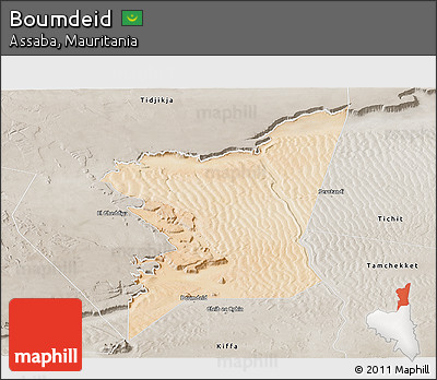 Satellite Panoramic Map of Boumdeid, semi-desaturated