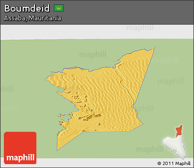 Savanna Style Panoramic Map of Boumdeid, single color outside