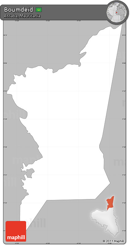 Gray Simple Map of Boumdeid, single color outside