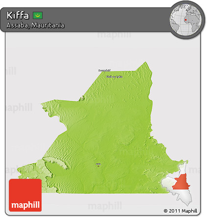 Physical 3D Map of Kiffa, cropped outside