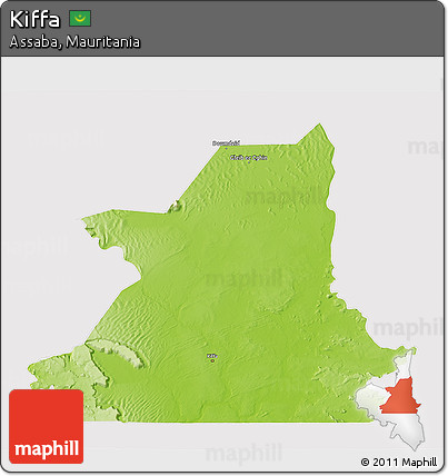 Physical 3D Map of Kiffa, cropped outside