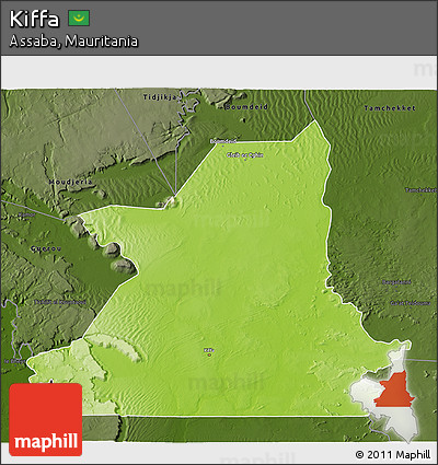 Physical 3D Map of Kiffa, darken