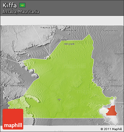 Physical 3D Map of Kiffa, desaturated