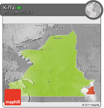 Physical 3D Map of Kiffa, desaturated