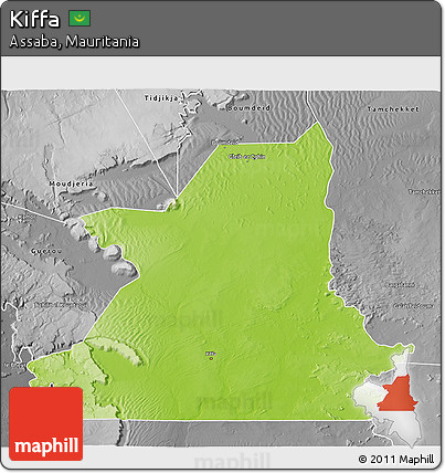 Physical 3D Map of Kiffa, desaturated