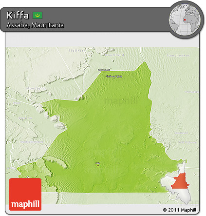 Physical 3D Map of Kiffa, lighten