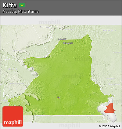 Physical 3D Map of Kiffa, lighten